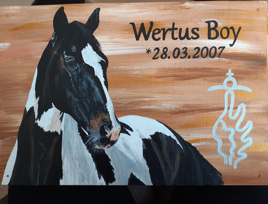 Boxenschild Acrylfarbe auf Holz 20x30cm (versiegelt mit Bootslack)
