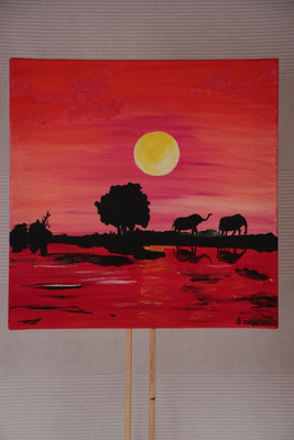 "Landschaft-Silhouette" Acrylfarbe auf 40x40 cm Keilrahmen