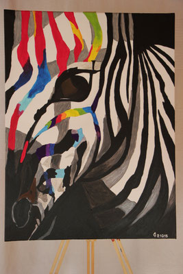 "Zebra colorful" Acrylfarbe auf 60x80 cm Keilrahmen