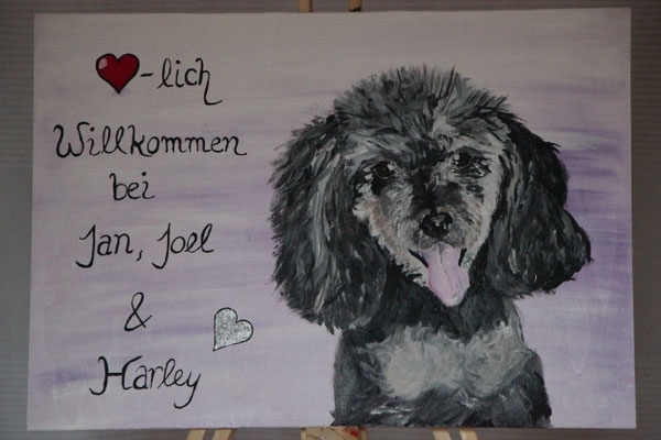 "Harley" Türschild Acrylfarbe auf 30x40 cm Holzplatte 