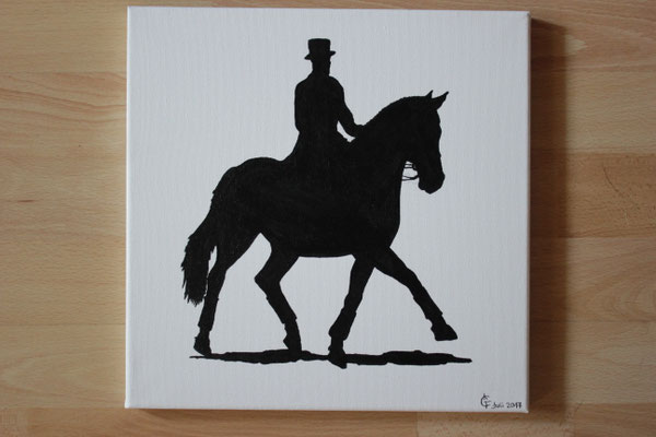 "Dressurreiten Silhouette" Acrylfarbe auf 30x30 cm Keilrahmen