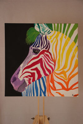 "Zebra colorful" Acrylfarbe auf 50x50 cm Keilrahmen