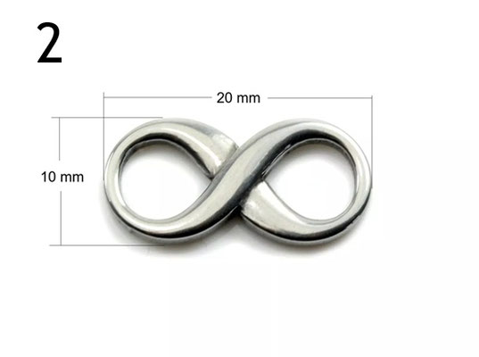 2 Edelstahl Infinity breiter 10 x 20 mm