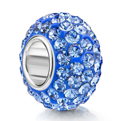 Glitzerperle schmal: Hellblau