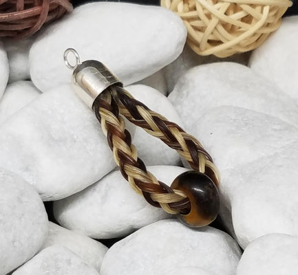 Anhänger aus Pferdehaar mit Edelstein Tigerauge