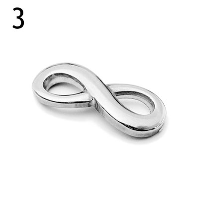 3 Edelstahl Infinity massiv 11 x 27 mm oben