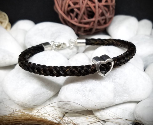 Pferdehaar Schmuck Herz massiv offen