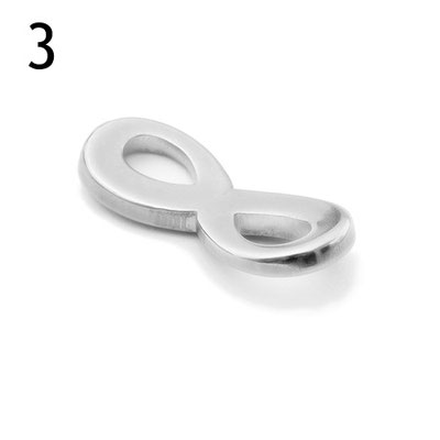 3 Edelstahl Infinity massiv 11 x 27 mm unten