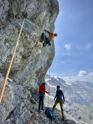 steil und geil. Die 7a+ Seillänge vom Band weg.