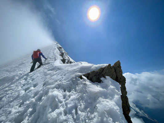 Firngrat erreicht, die letzten Meter zum Gipfel des Mönch rücken näher