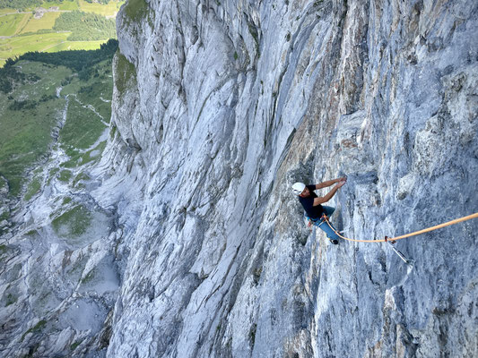 Michael turnt durch SL5 im Nachstieg
