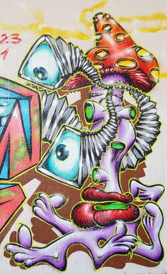 PAT23 "Augenpilz" Character - Freestyle Graffiti Kunst Leipzig 2021