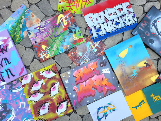 PAT23 Leinwand-Graffiti-Projektwoche für Freiwilligendienst Herbie e.V. Leipzig 2025
