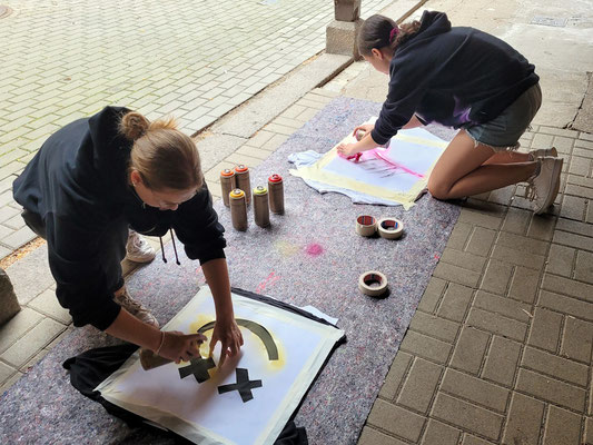 Leinwand-Graffiti Workshop Leipzig Kepler Schule - PAT23 & Fraencisart