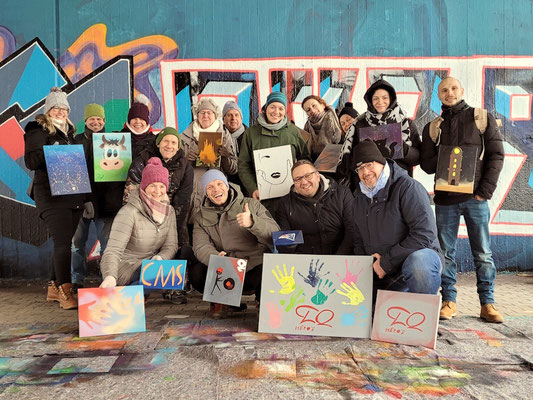 PAT23 Firmenevent-Graffiti Projekt in Leipzig - Leinwandgestaltung