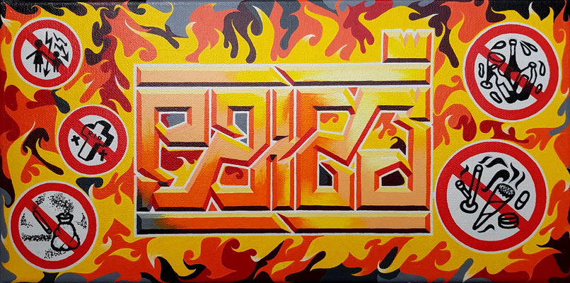 PAT23 Leinwand 40x20 - Graffiti Kunst Leipzig