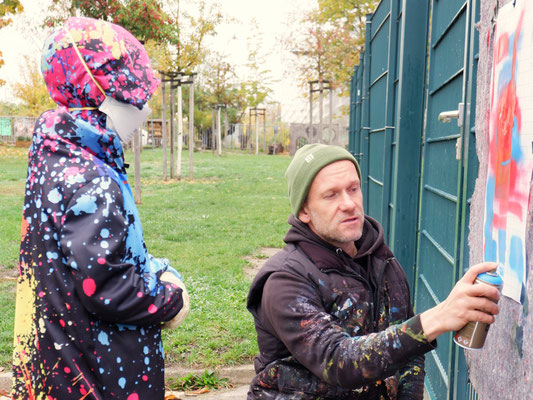 PAT23 Grundschul-Graffiti Projekt in Leipzig - Sprühübungen