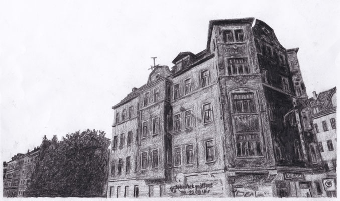 PAT23 Gebäudeportrait Zeichnung - Wohnhaus Reudnitz Leipzig