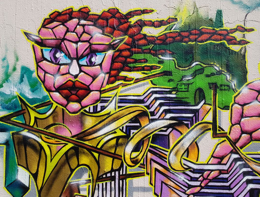 PAT23 "Mosaikkopf" Character - Freestyle Graffiti Kunst Leipzig 2021