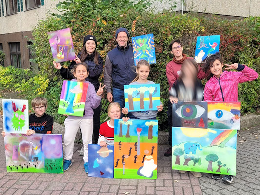 Graffiti Workshop Leipzig Schule Hort Grundschule Kinder Leinwand