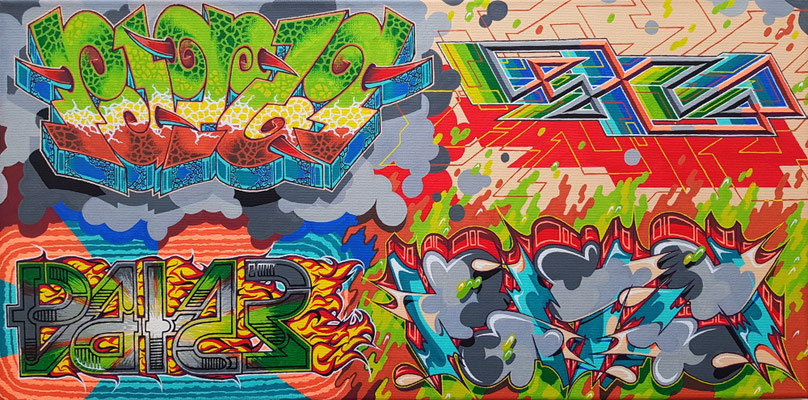 4 x PAT23 Leinwand 50x30 - Graffiti Kunst Leipzig
