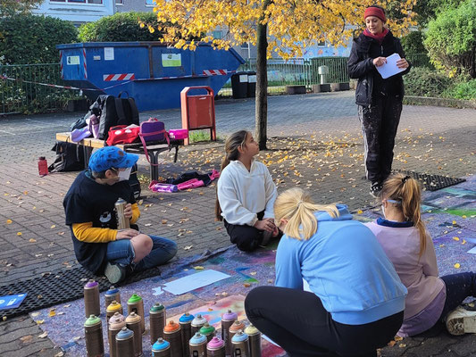 Graffiti Workshop Leipzig Schule Hort Grundschule Kinder Leinwand
