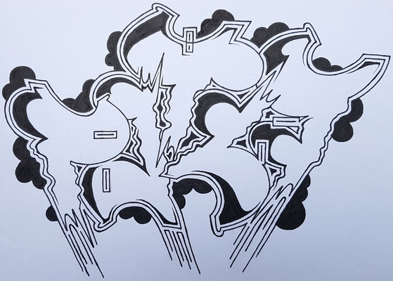 PAT23 - Bleistift/Fineliner Sketch Graffiti Kunst Leipzig
