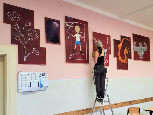 Leinwand-Graffiti Workshop Leipzig Kepler Schule - PAT23 & Fraencisart 