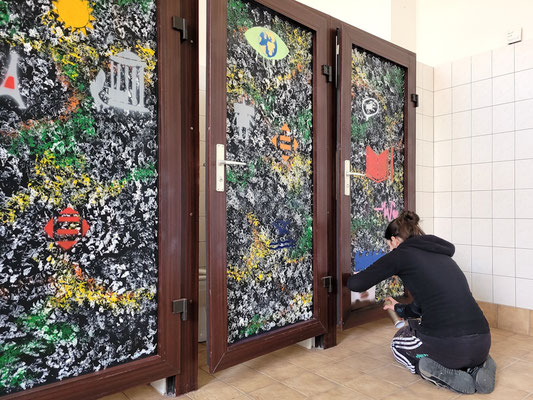 UNESCO 'Bunte Toiletten' Graffiti Workshop Leipzig Kepler Schule - PAT23 & Fraencisart 