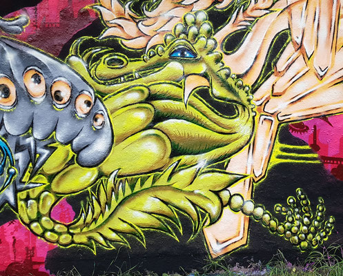 PAT23 "Seedrache" Character - Freestyle Graffiti Kunst Leipzig 2021