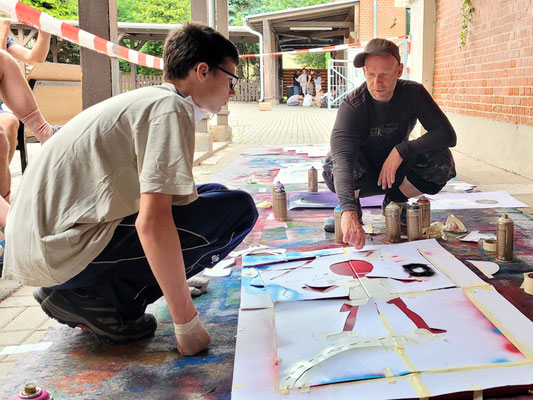 Leinwand-Graffiti Workshop Leipzig Kepler Schule - PAT23 & Fraencisart