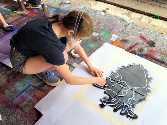 Leinwand-Graffiti Workshop Leipzig Kepler Schule - PAT23 & Fraencisart