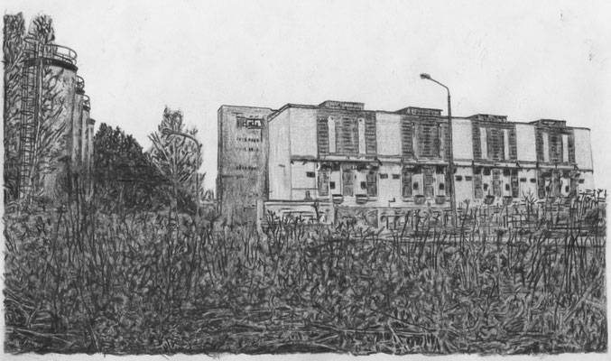 PAT23 Gebäudeportrait Zeichnung - Kraftwerk Thierbach Leipzig
