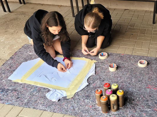 Leinwand-Graffiti Workshop Leipzig Kepler Schule - PAT23 & Fraencisart 