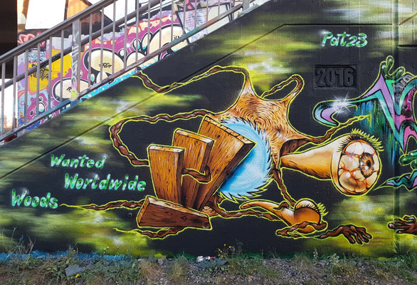 PAT23 - Freestyle Graffiti Character Baumstumpf 1 - Leipzig 2021