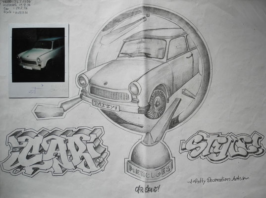 PAT23 "Car Style" Sketch - Old School Graffiti Kunst Leipzig 1996