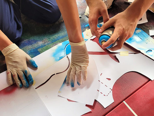 Leinwand-Graffiti Workshop Leipzig Kepler Schule - PAT23 & Fraencisart 