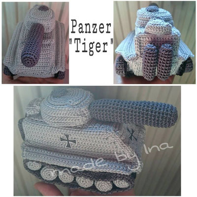 Anleitung: http://www.ravelry.com/patterns/library/panzer-kuschel-tiger---tank-tiger