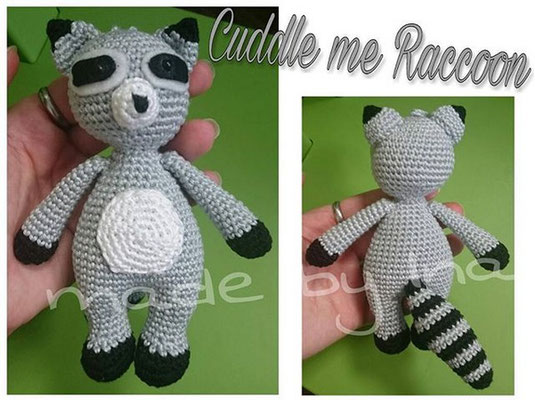 Anleitung: https://amigurumi.today/crochet-cuddle-me-raccoon-amigurumi-pattern/