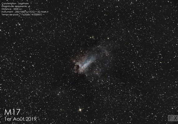 M17, La nébuleuse Oméga dans le Sagittaire, par FX