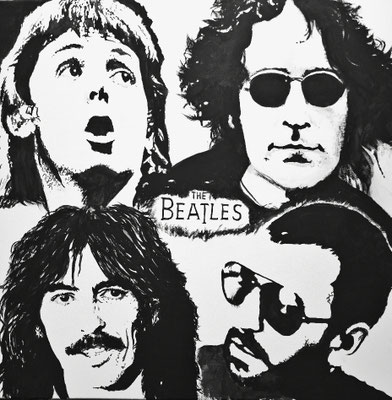 THE BEATLES Nr.4; 60x60 cm; Gesso auf Leinen mit Schlussfirnis matt; Preis € 300,-