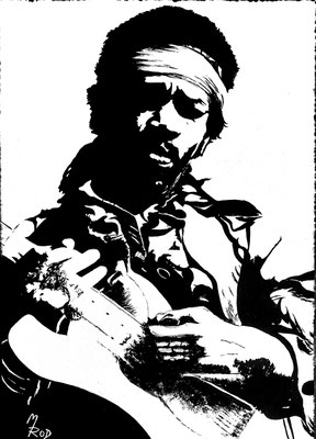 JIMMY HENDRIX Nr.6; 70x50 cm; Gesso auf Leinen (NICHT ERHÄLTLICH) 
