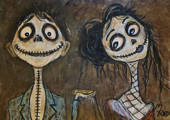 ROMEO & JULIA Nr.6, 21x30 cm, Acryl auf Aquarellpapier hinter Plexiglas inklusive Rahmen, Preis € 120,-