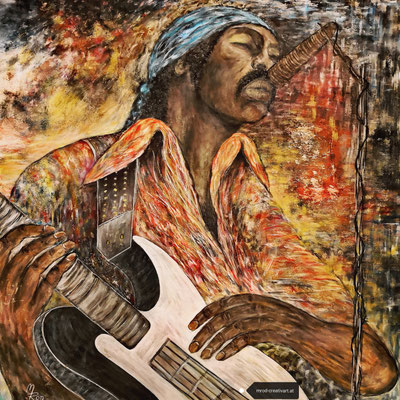 JIMMY HENDRIX Nr.1; 80x80 cm; Acryl auf Leinen (Original nicht mehr erhältlich)