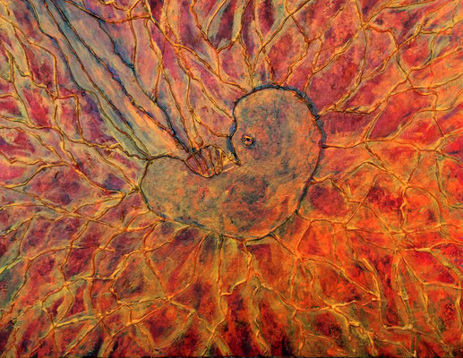 FETUSIA; 60x80 cm; Mixed Media auf Leinen; Preis € 400,-