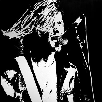 KURT COBAIN Nr.4; 60x60 cm; Gesso auf Leinen mit Schlussfirnis seidenmatt; Preis € 400,-