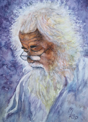 ALTER MANN Nr.2, 40x30 cm, Acryl auf Aquarellpapier hinter Plexiglas inklusive Rahmen (NICHT ERHÄLTLICH) 