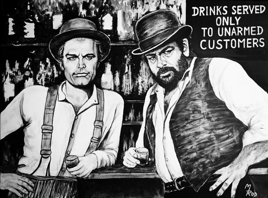 TERENCE HILL & BUD SPENCER Nr.1; 80x100 cm; Gesso auf Leinen (NICHT ERHÄLTLICH) 
