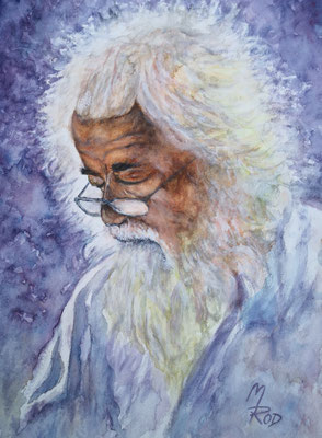 ALTER MANN 1; 50x40 cm; Aquarell mit Passepartout und Rahmen (Original nicht mehr erhältlich) 