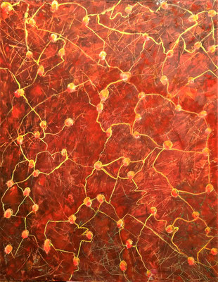 ZWEI MÄNNER MIT HUND; 80x60 cm; Acryl auf Leinen; Preis € 400,-